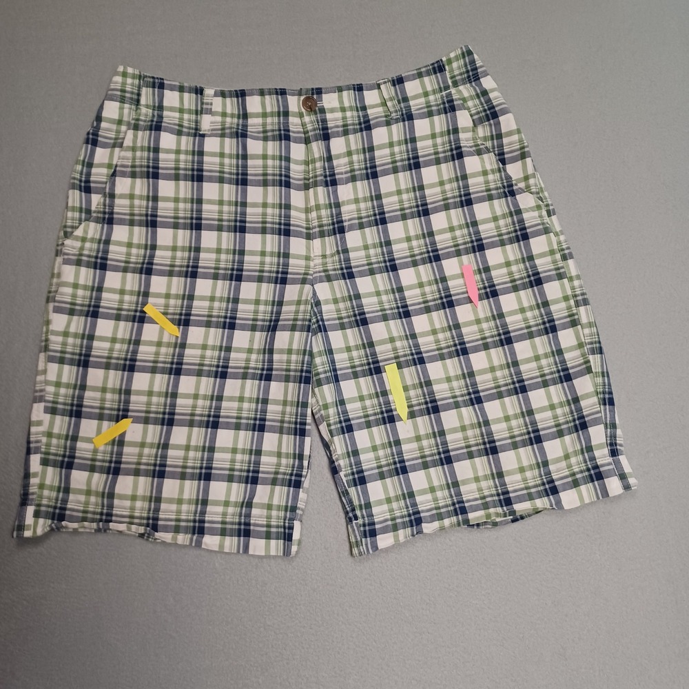 Banana Republic Shorts Mens 33 Green Plaid 533134-00 Multi Plaid Cotton Casual